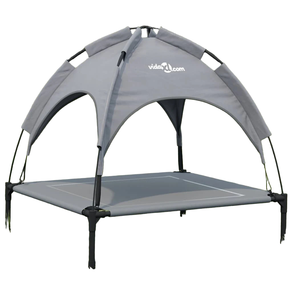 Hundebett mit Dach Oxford Stoff Anthrazit und Stahl